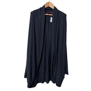 Lane Bryant Sunday Womens Black Open Front Draped Shawl Collar Cardigan 1X